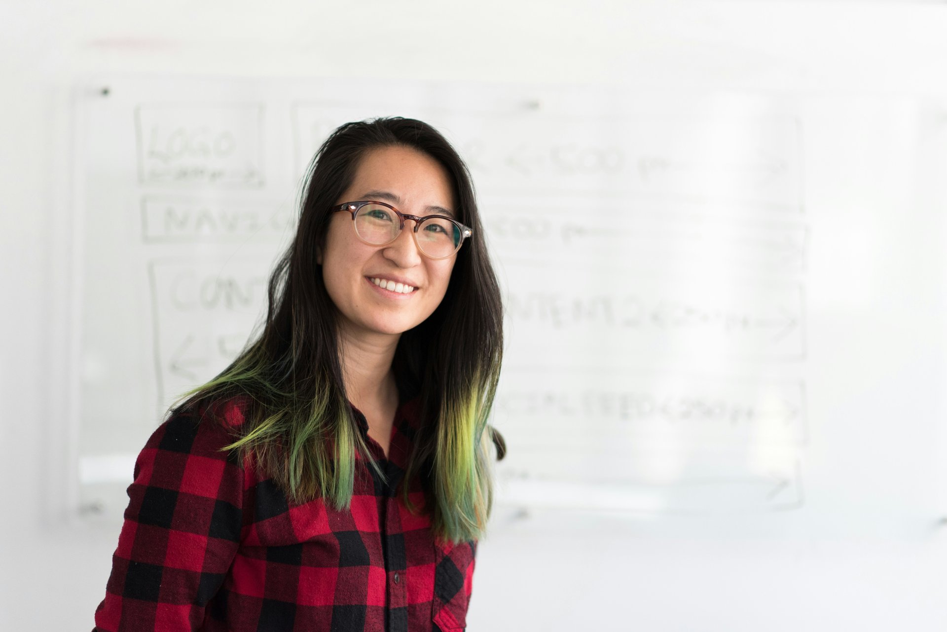 Teacher by a whiteboard in a classroom